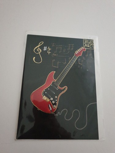 Quality Blank/ Open Card approx 7x5 " Bug Art Guitar