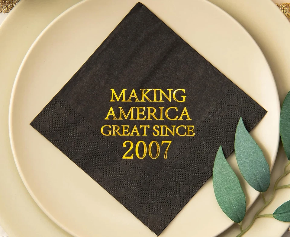 Servilletas Desechables 18 Cumpleaños Negro y Dorado Postre Bebida Cóctel Pastel N Foto 4 de 4