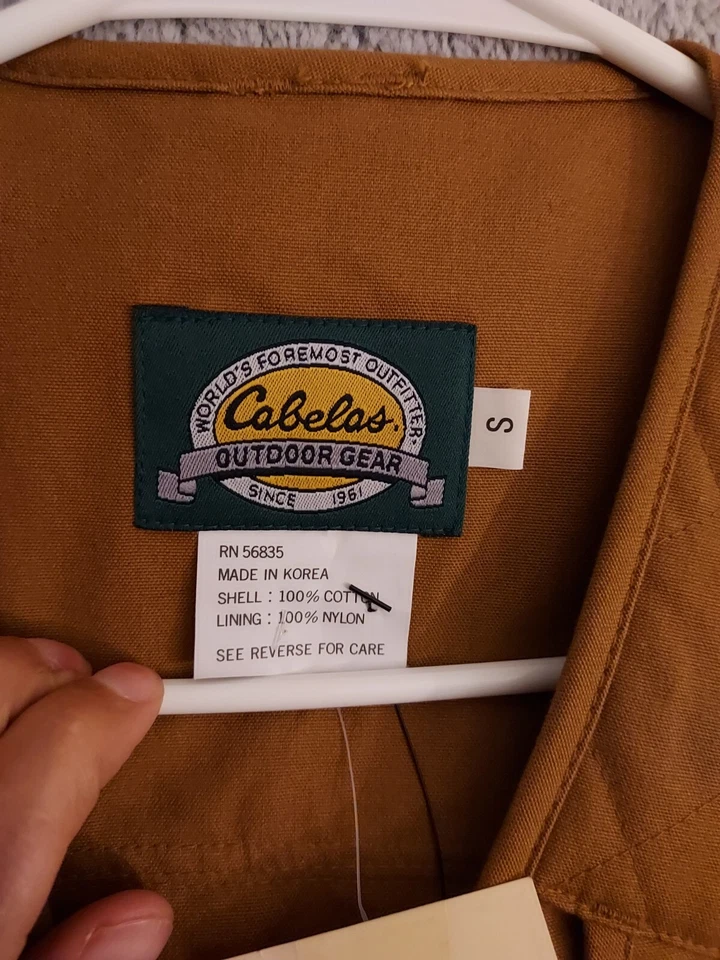 NEW Cabelas Vest Mens Small Utility Shooting Padded Canvas Brown Outdoor Pockets - Image 3 of 4