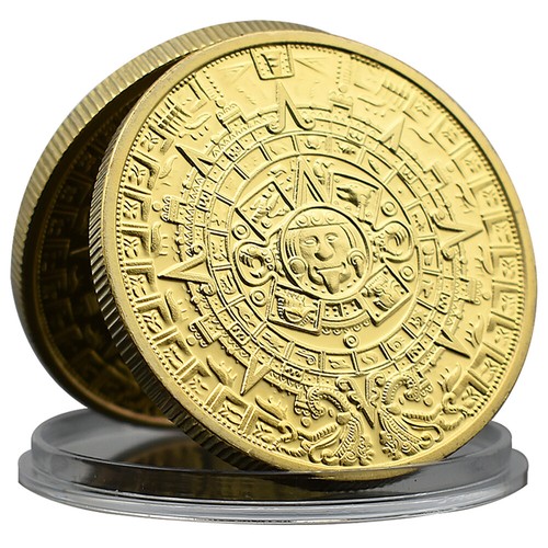 Mexikanischer Maya Gold Münzkalender Azteken Y Pledra Del Sol Challenge Münzgeschenke