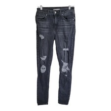 Levi's Jeans Womens Size 27 Black 721 High Rise Skinny Distressed