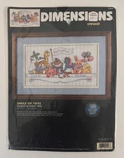 Dimensions 1526 “Shelf of Toys” 16x9 Crewel Embroidery Kit BRAND NEW