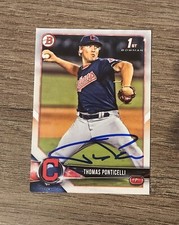 Thomas Ponticelli Autograph Signed 2018 Bowman 1st Cleveland Guardians