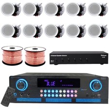Vaiyer 2000W Sound Kit w/ 5.25"/10 qty Ceiling Speakers, 6-Ch Selector  Remote