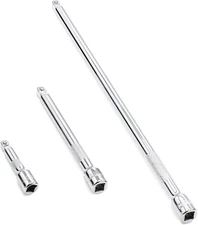 3 Pieces 1/4 Inch Drive Wobble Extension Set Includes 2 4 9 Onesize, Silver 