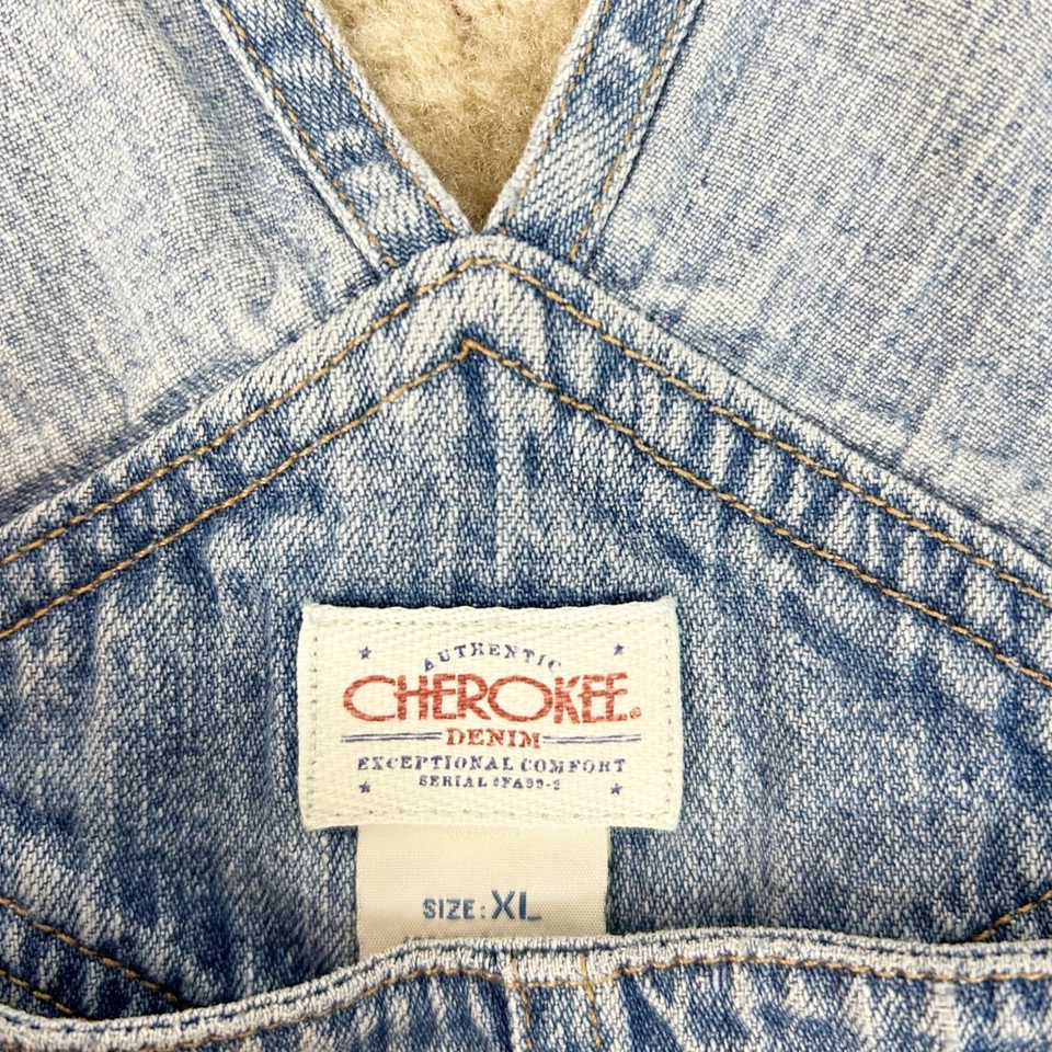 Y2K Vintage Light Wash Blue Denim Overall Shorts Carpenter Baggy Size XL Women's - Image 4 of 4