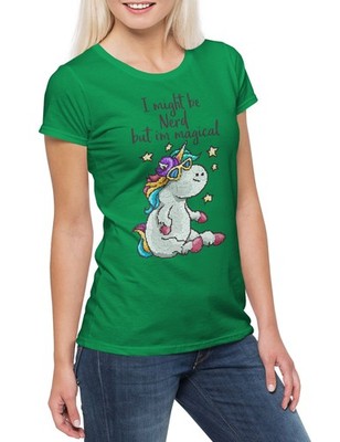 Nerd Unicorn Damen T-Shirt Pixel Unicorn Einhorn Geek Freak Gamer Gaming Games