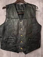 Vintage Genuine Leather Western Motorcycle Vest Men's Sz XL Biker Rodeo Cowboy