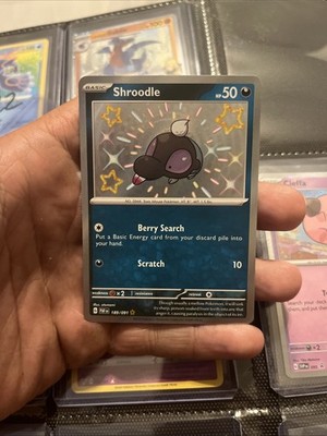 Shroodle Pokemon SV Paldean Fates 189/091 Baby Shiny Rare Holo Near Mint