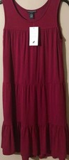 Chelsea & Theodore Womens Dress Tiered Viscose/Modal Sleeveless Cherry Sz S New