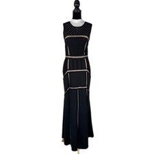 Black Scuba Tape Work Evening Floor Length Mermaid Dress Women's Size 6