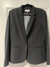 Calvin Klein One Button Blazer Womens Size 14 Fully Lined Poly Blend Gray NWT