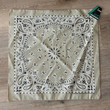 HAV-A-HANK Beige Paisley Bandana 21”x21” New With Tags USA Made Cotton