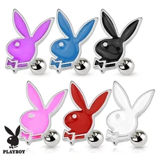 6pcs Playboy Bunny Design Stud 16g Tragus Rings Wholesale Body Jewelry