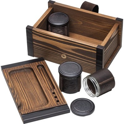 SPLENDSTOR Large Kit - Wooden Storage Box with Decorative Tray & Pack of 3 UV