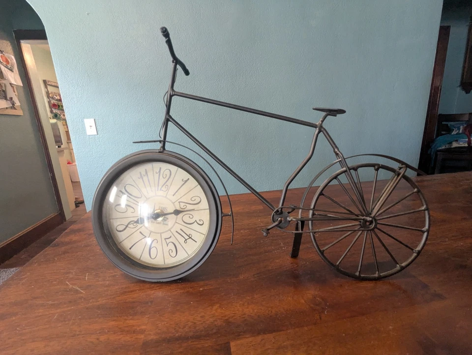 Bicycle Metal Frame Clock 16" x 11" Home Office Art Decor - Image 2 of 3