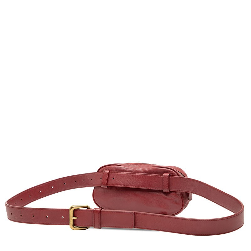 Bottega Veneta Intrecciato Leather Waist Bag Wine Red Women Used Authentic thumbnail 2