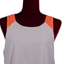 EVERLY White Sz Lg Sheer Orange/White Yoke Zipper Back Lined Sheath Dress A51