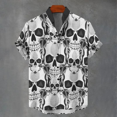 Mens Party Vibe Hawaiian Shirt Beach Summer Vacation Aloha Casual Button Up Top