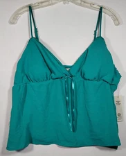 NWT Y2K Babydoll Women's Cami Top Size XXL (20) Green Ribbon Lace Fairy.  U12