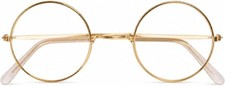 Round Gold Santa Claus Glasses - Fun Fake Specs For Adults Kids