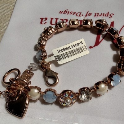 Soft Blue Pearls AB Crystals Mariana Bracelet B-4044 Rose Gold Jewelry 