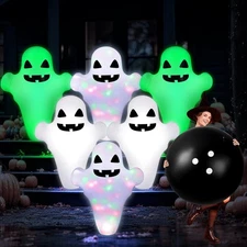 7 Pcs LED Giant Halloween Inflatable Ghost Bowling Set Light up multicolor 