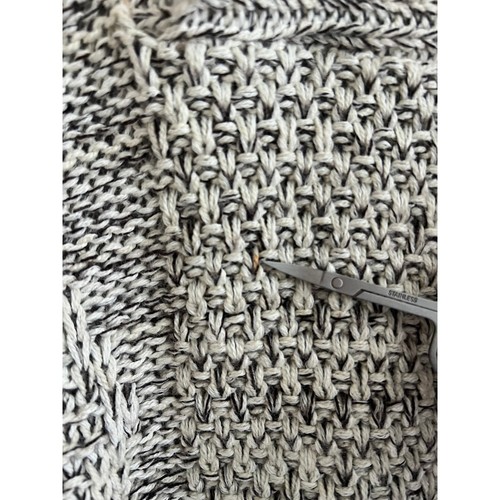 Vintage 80s Wool Blend Shawl Collar Sweater Marled Black White Knit Large - 第 6/7 張圖片