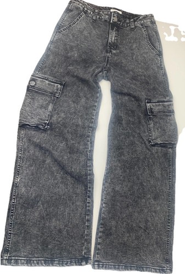 #ad Fire amp; Rain Women’s Black Acid Wash Cargo Wide Leg Jeans Junior Size 9 $11.19