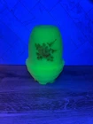 Vintage Fenton Hand Painted Uranium Glow Custard Glass Fairy Lamp - Signed