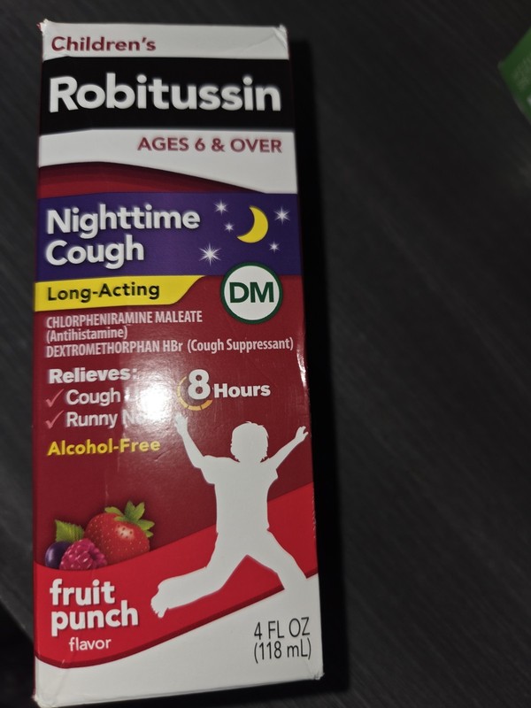 Children's Robitussin Nighttime Cough Liquid 4 oz Fruit Punch Flavor DM