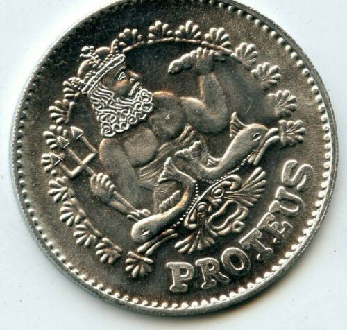 Mardi Gras Doubloon Krewe of Proteus 2002 aluminio - Imagen 2 de 2