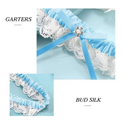 Gold Horse Wedding Garters, Stretch Lace Bridal Garters, Something Blue