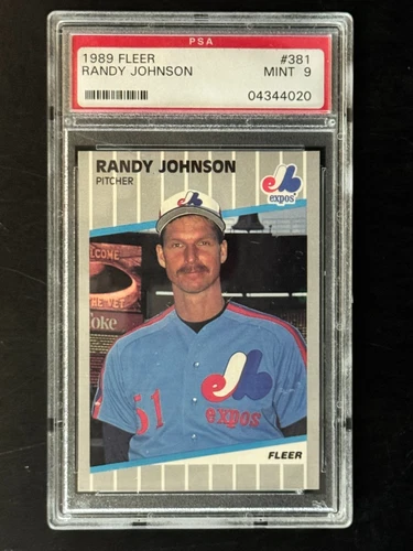 Randy Johnson, 1989 Fleer Rookie Card, #381, Card is Graded PSA 9 Mint