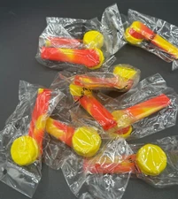 Silicone Smoking Pipe with Metal Bowl & Cap Lid | red/ yellow 50 pack
