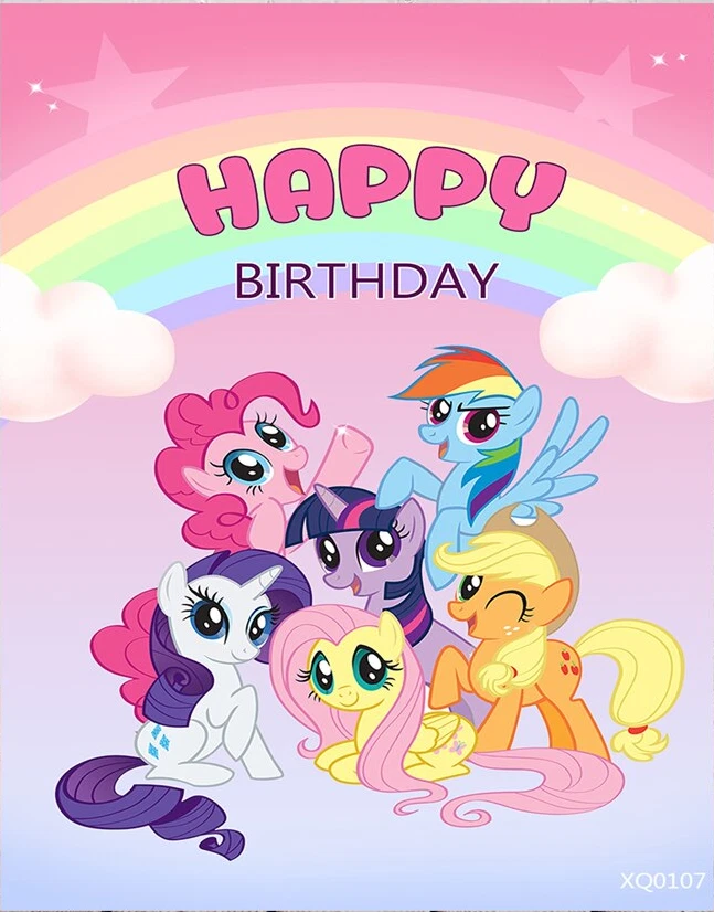 MY LITTLE PONY RAINBOW PERSONALISED BIRTHDAY PARTY SUPPLIES BANNER BACKDROP DECO