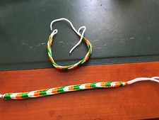 5 X ST.PATRICKS DAY TRI-COLOUR HAND WOVEN WRISTBANDS WHITE TIES