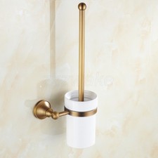 Antique Brass Wall Mount Bathroom Toilet Brushes Holders with Ceramic Cup ZD914