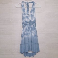 Ocean Drive Blue Tie Dye Halter Tie Neck Mini Dress size small