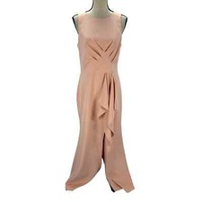 Eliza J Sleeveless Cross Bodice Cascading Ruffle Gown- Pink - size 10