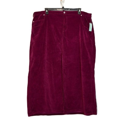 Pilcro Anthropologie The Madi Front-Slit Corduroy Skirt Pink Purple Size 24W