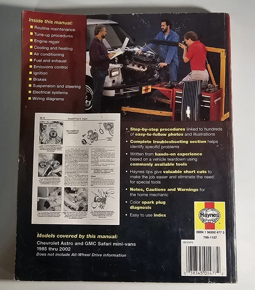 Chevrolet Astro & GMC Safari 1985-1998 Haynes Repair Manual 24010 Chevy Van - Image 2 of 2