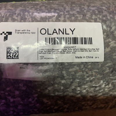 Olanly Luxus Badteppich Mehrfarbig Schwarz, Weiß, Grau 36*24 Versandkostenfrei