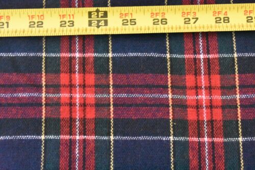 28" Long x 56" Wide, Red & Navy Tartan/Plaid Light-to-Mid-Weight Wool, A554 - Picture 3 of 4