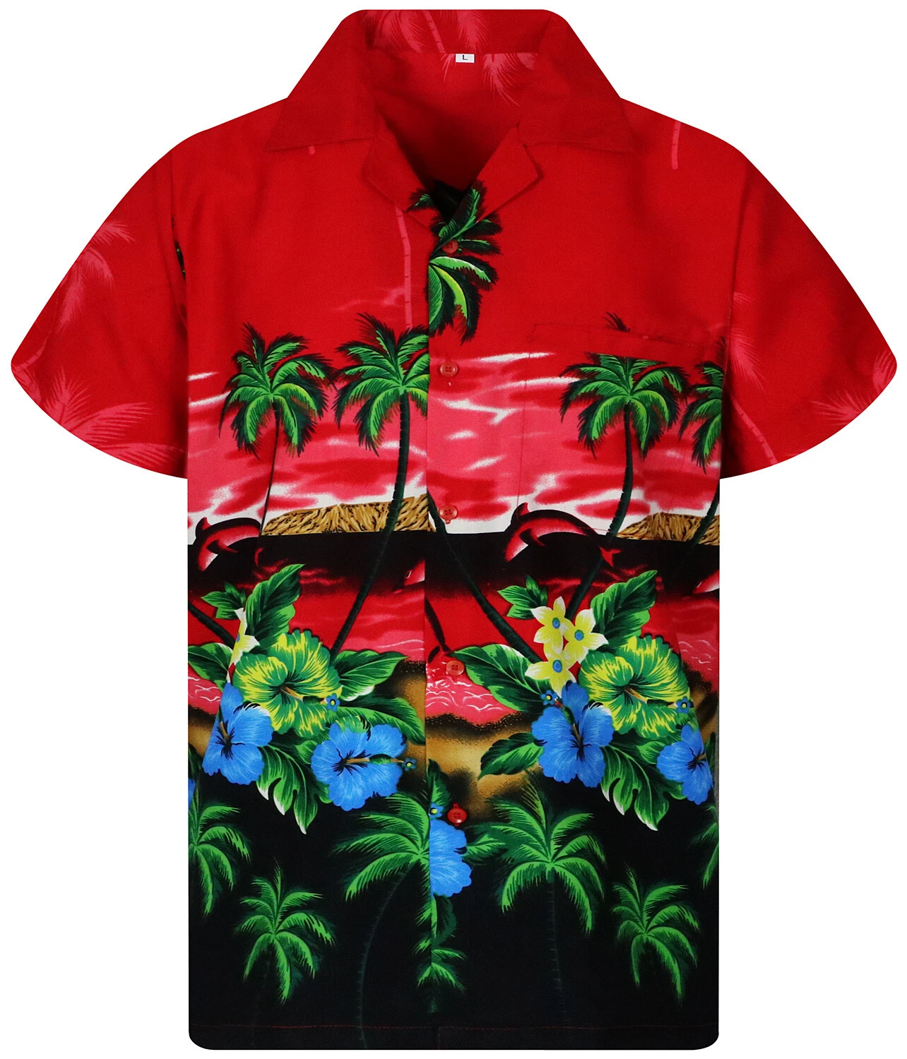 Funky Hawaiian Shirt Dolphin Red