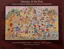 Laser Cut Wood Jigsaw Puzzle SATURDAY IN THE PARK ~ Joanne Pampinella ~USA ~EUC