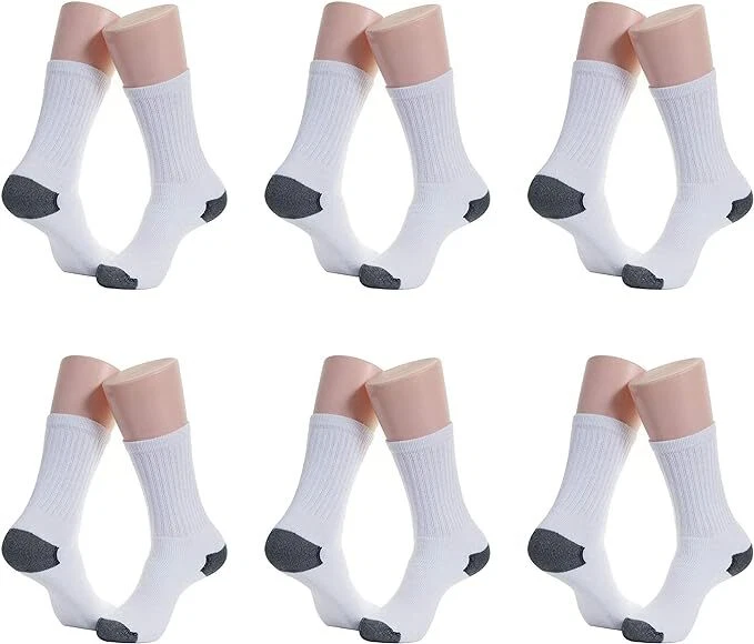 6-12 pares de calcetines deportivos de trabajo blancos de algodón para hombre talla 9-11 y 10-13 Foto 4 de 4