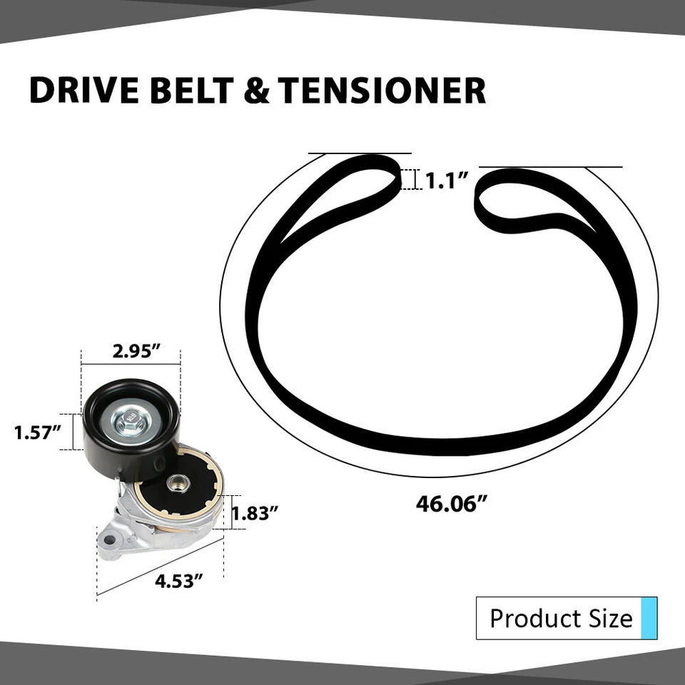 Fit For 07-17 TOYOTA TUNDRA 5.7L DRIVE BELT & TENSIONER 166200S012 & 9091602759 - Image 3 of 4