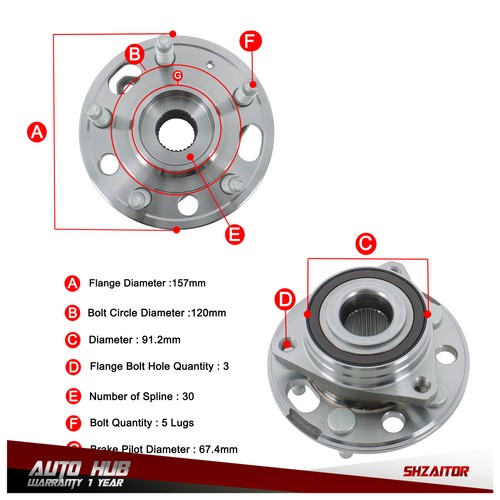 Front Wheel Hub Bearings Pair 2 for Chevy Equinox Malibu GMC Terrain Buick Regal - Picture 11 of 13