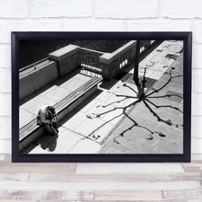 Shadow Street Bench Person Sitting Tree Sidewalk Pavement Wall Art Print